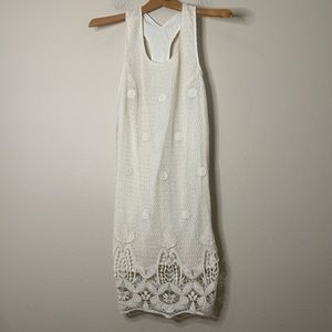 Maje Cream Lace Crochet Floral Mini Dress 1/S